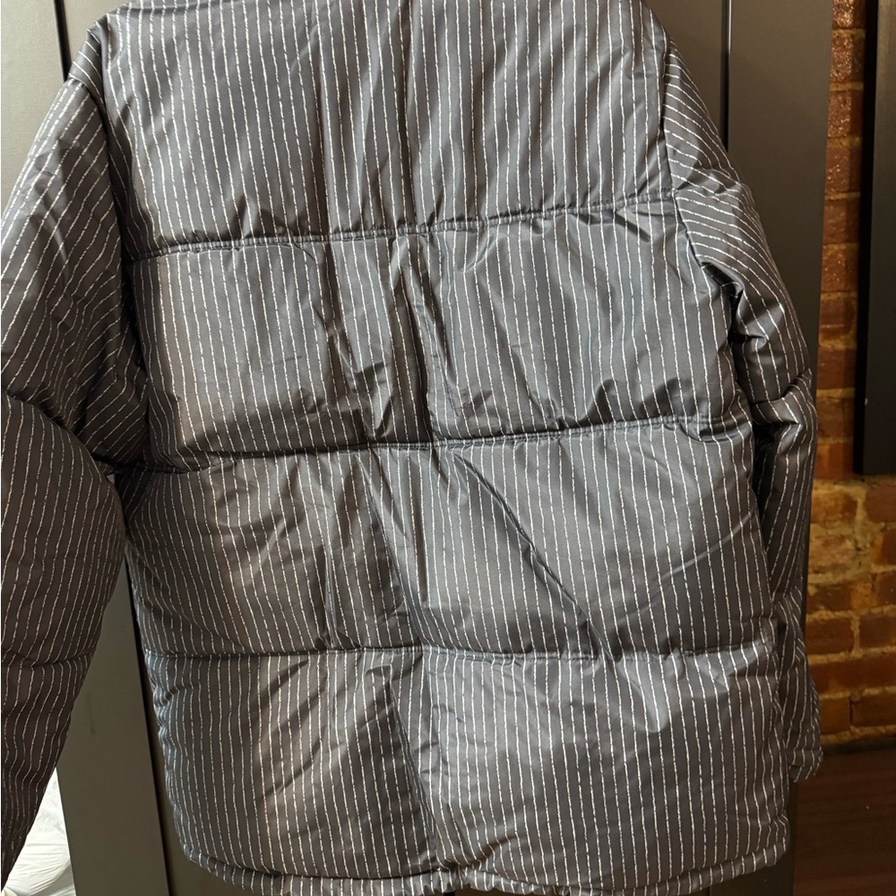 Topman Gray Puffer Jacket with Ribbed Pattern - Picture 8 of 12